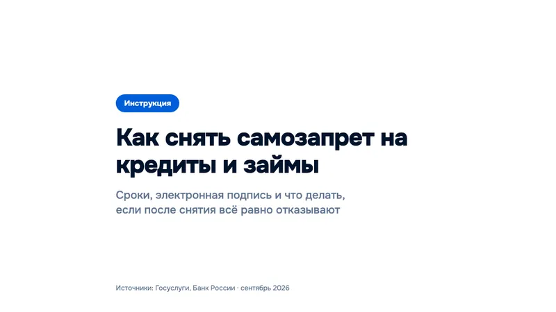 Как снять самозапрет на кредиты через Госуслуги: сроки и отказы