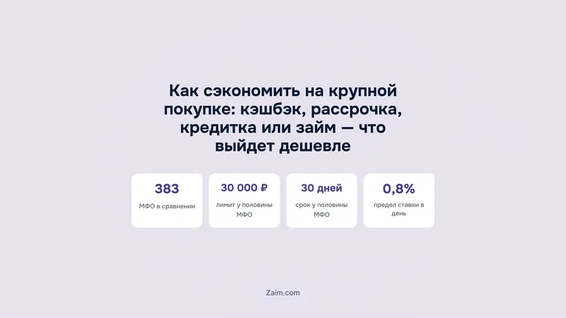 Как сэкономить на крупной покупке: кэшбэк, рассрочка, кредитка или займ — что выйдет дешевле