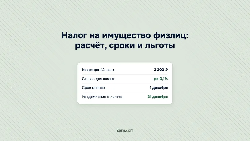 Налог на имущество физлиц: расчёт, сроки и льготы