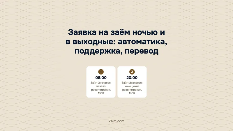 Заявка на заём ночью и в выходные: автоматика, поддержка, перевод