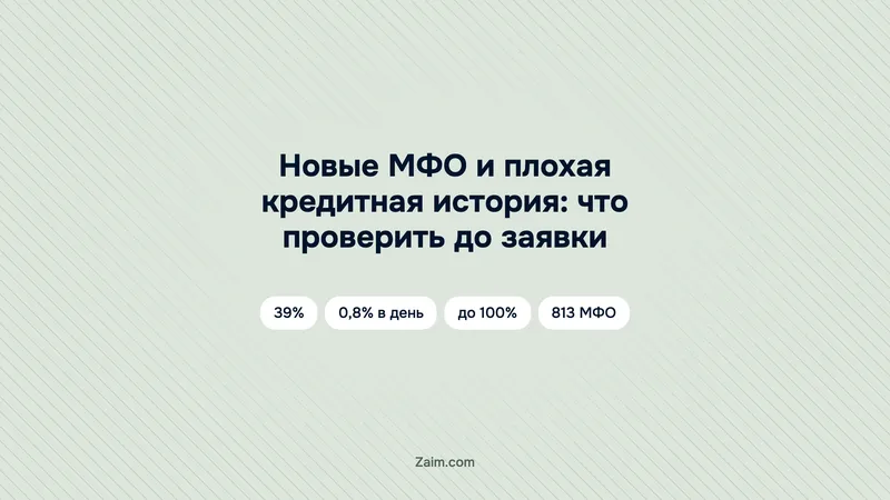 Новые МФО и плохая кредитная история: что проверить до заявки
