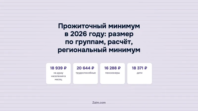 Прожиточный минимум в 2026 году: размер по группам, расчёт, региональный минимум